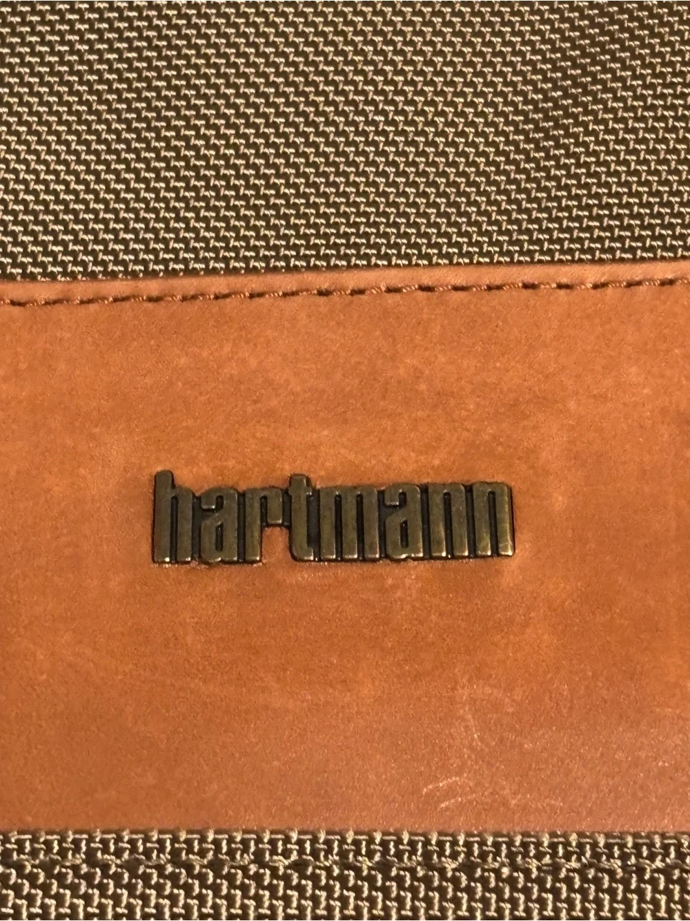 Hartmann Brown Canvas Messenger Bag with Tan Leather Trim